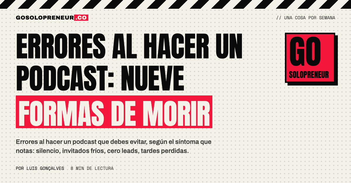 Un micrófono de podcast con una señal de advertencia al lado que ilustra los errores más comunes al hacer un podcast