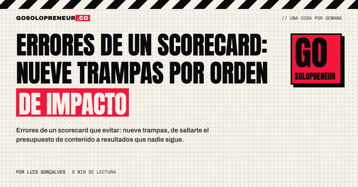 Lista de nueve errores de un scorecard ordenados por impacto