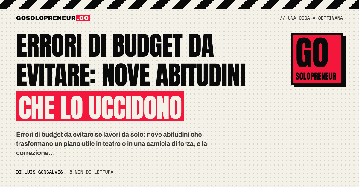 Nove errori di budget elencati su un foglio, con la correzione accanto a ciascuno
