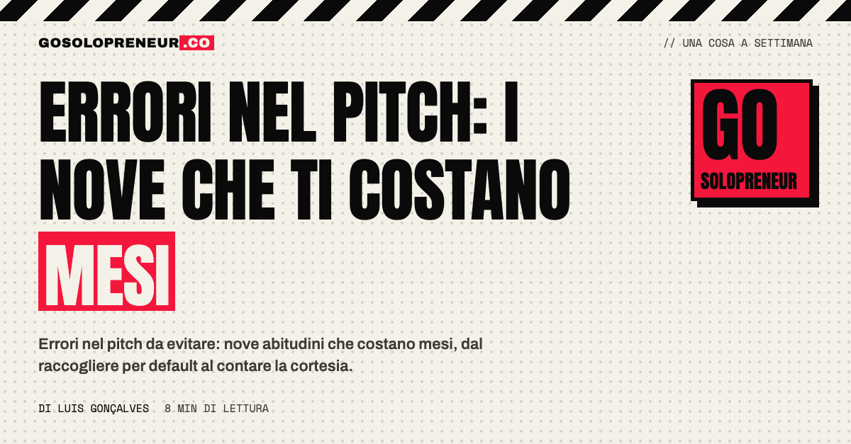 Una checklist dei nove errori nel pitch con una spunta accanto a ciascuno
