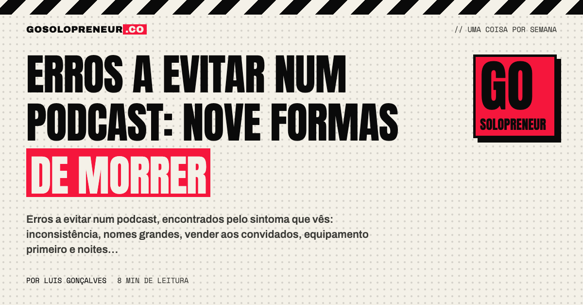 Lista de verificação de erros de podcast com os sintomas assinalados a vermelho