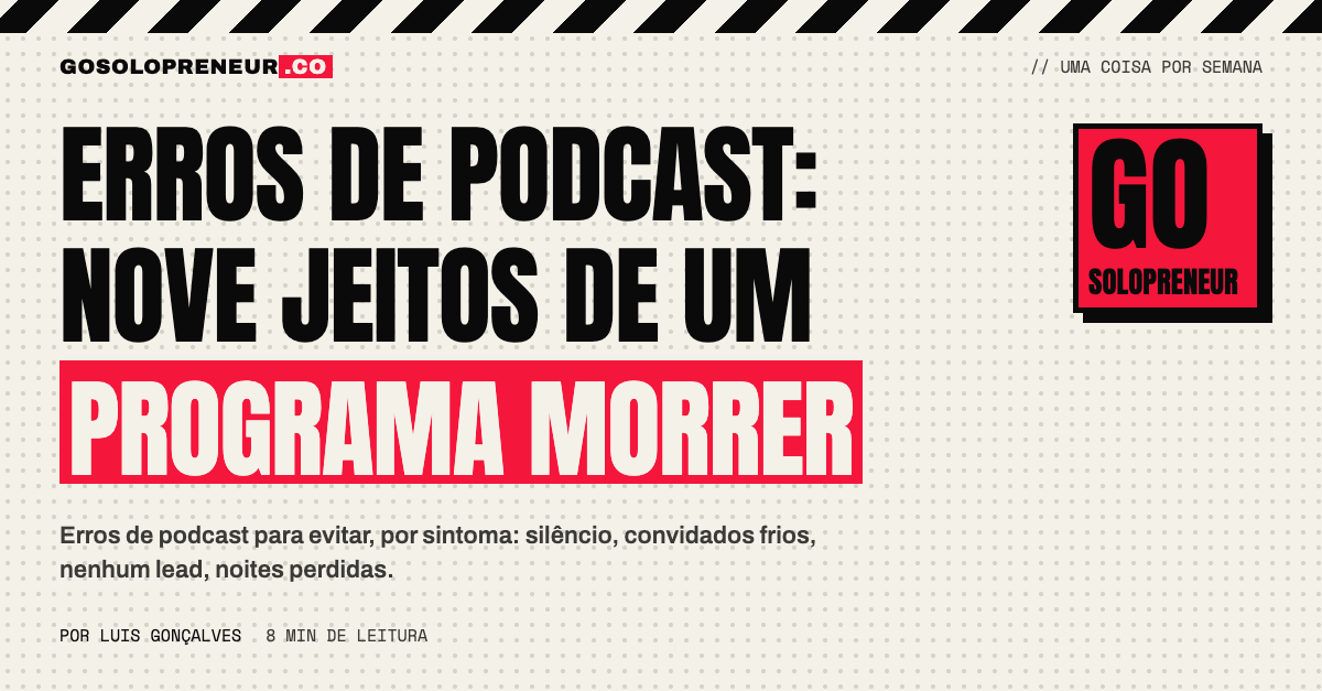 Lista de verificação com erros de podcast marcados por sintoma