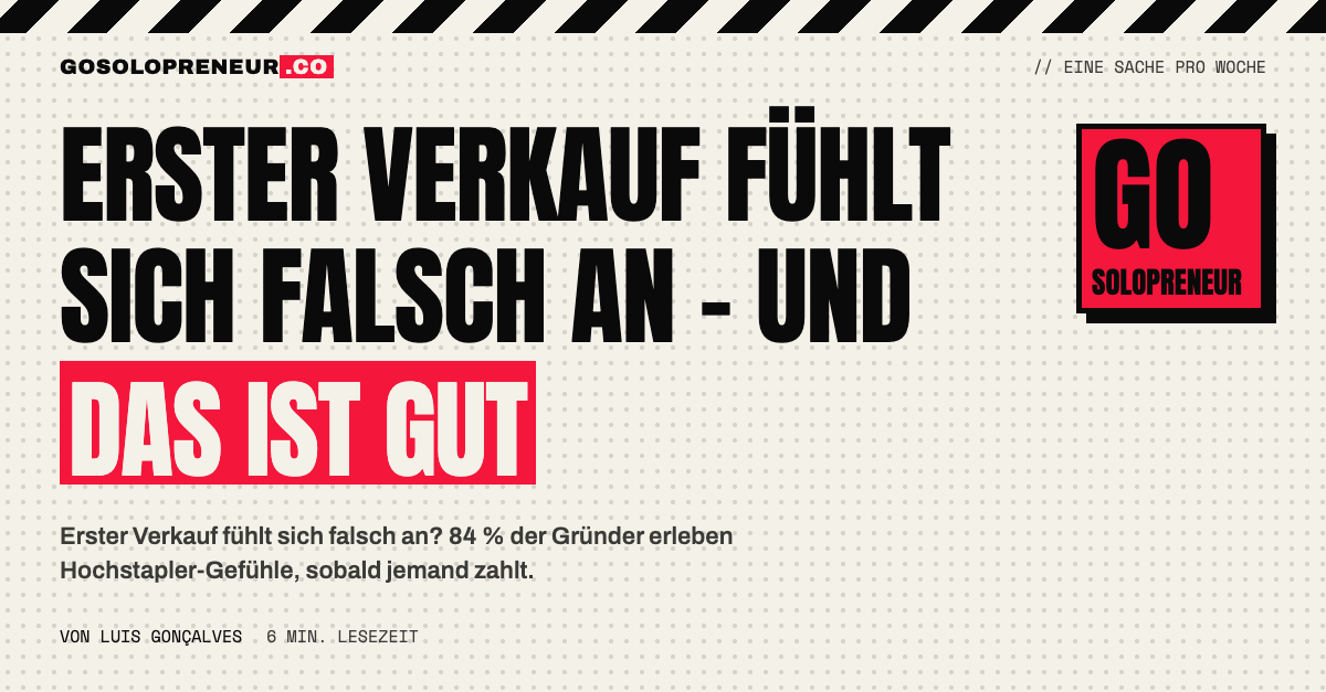 Erster Verkauf fühlt sich falsch an: eine Gründerin zögert über dem Senden-Knopf