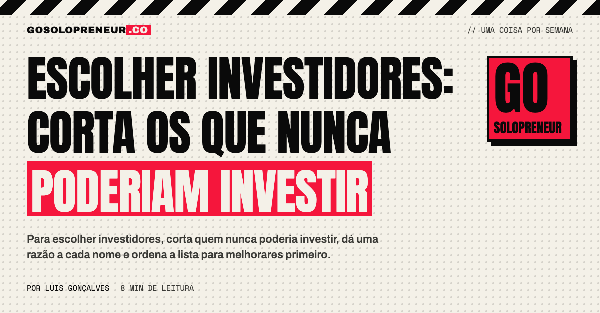 Lista de investidores com uma razão escrita ao lado de cada nome
