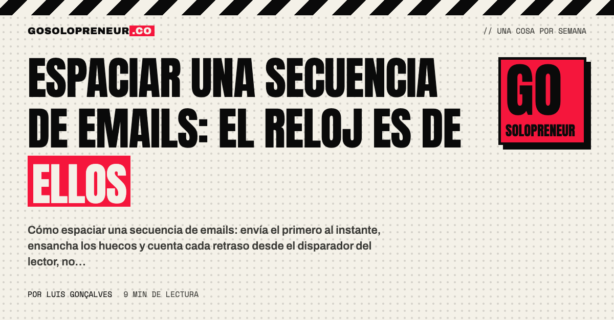 Un reloj de arena con huecos cada vez más anchos entre emails para espaciar una secuencia de emails