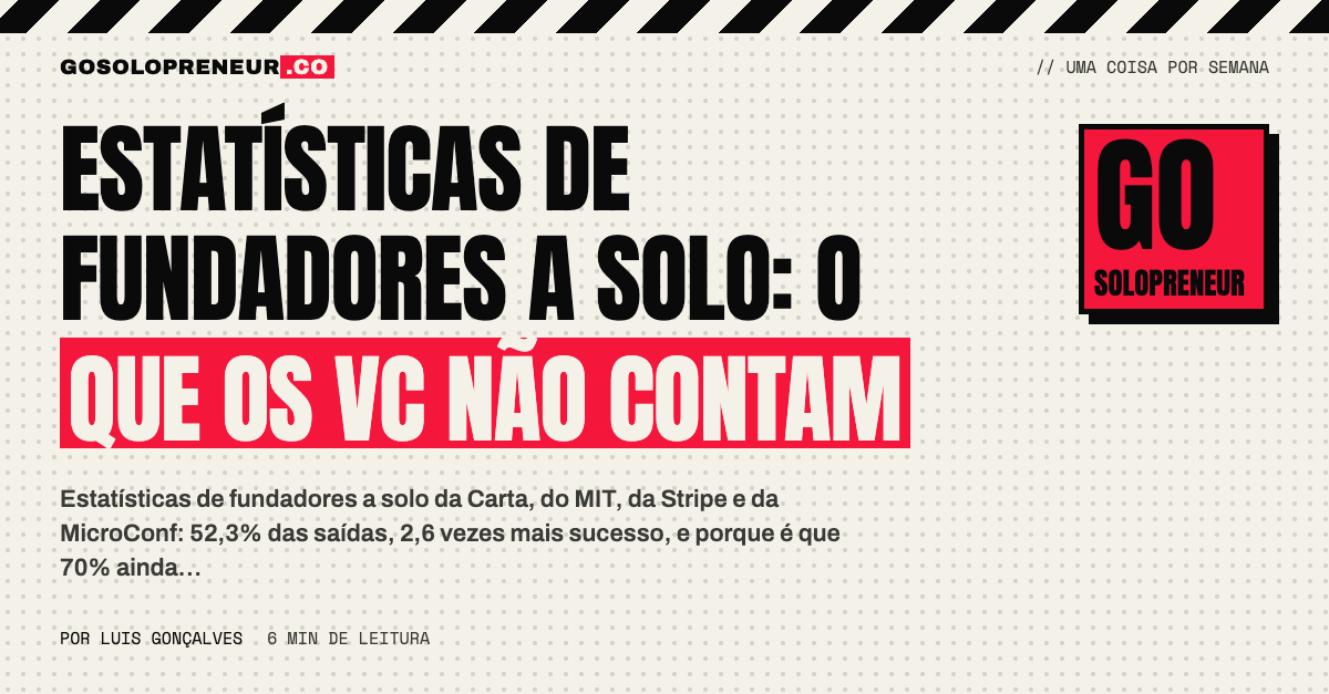 Estatísticas de fundadores a solo: o que os VC não contam