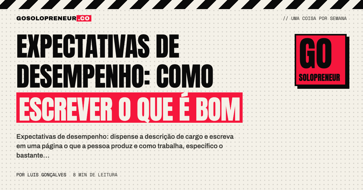 Página com as expectativas de desempenho de uma pessoa, escritas em linhas objetivas