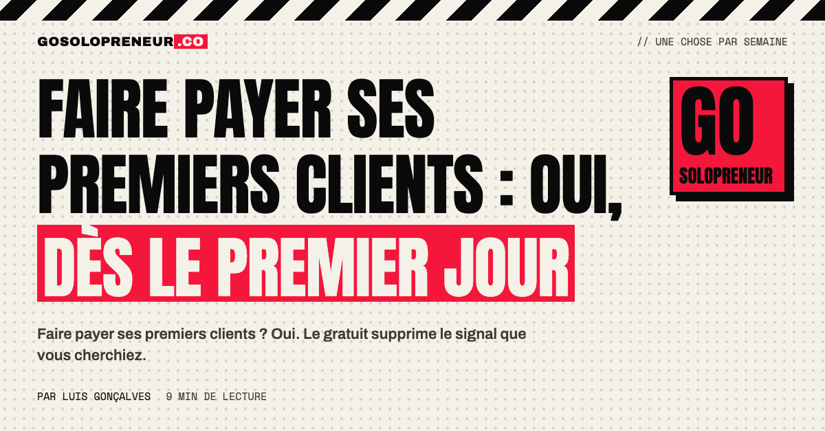 Solopreneur qui annonce son prix pour faire payer ses premiers clients