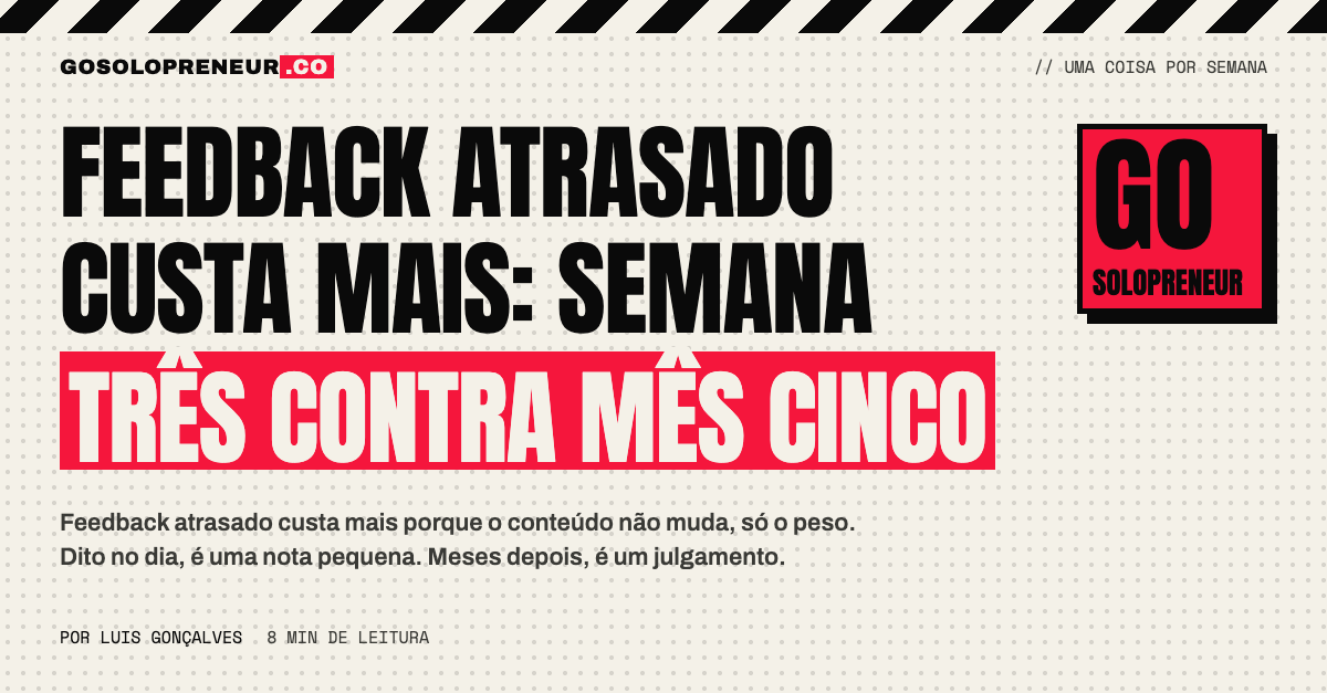 Feedback atrasado: o custo cresce da semana três ao mês cinco