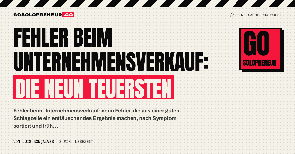 Aufgerissene Checkliste mit neun markierten Stolpersteinen: Fehler beim Unternehmensverkauf