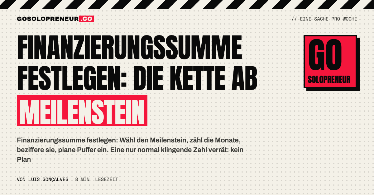 Finanzierungssumme festlegen: Kette von Meilenstein über Monate und Kosten zum Betrag