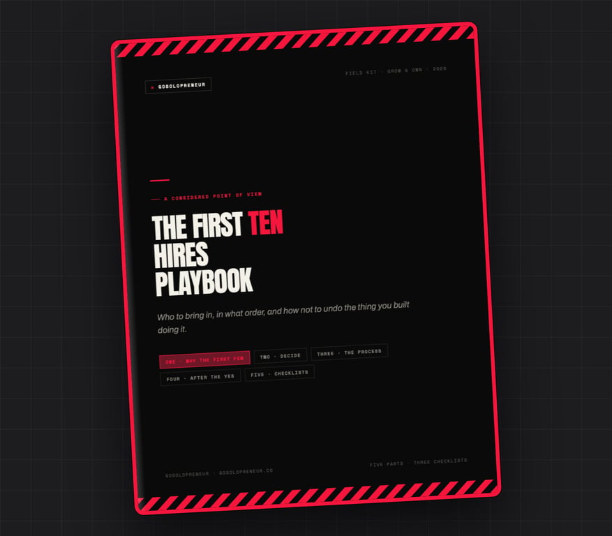 The First Ten Hires Playbook, az ingyenes útmutató borítója