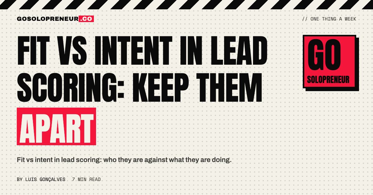 Fit vs Intent in Lead Scoring: Keep Them Apart