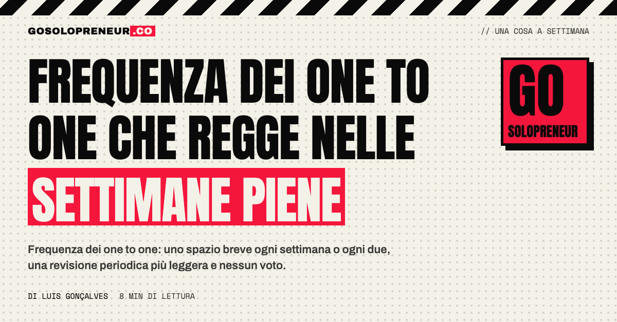 Un calendario settimanale con uno spazio ricorrente riservato al one to one