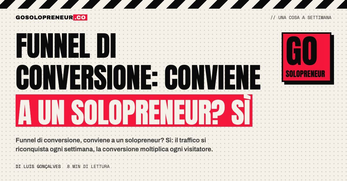 Funnel di conversione: un solopreneur che guarda dove le persone si fermano prima di pagare