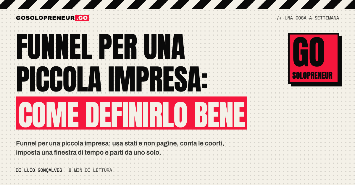 Appunti a penna con i cinque stati di un funnel per una piccola impresa, dall'arrivo al pagamento