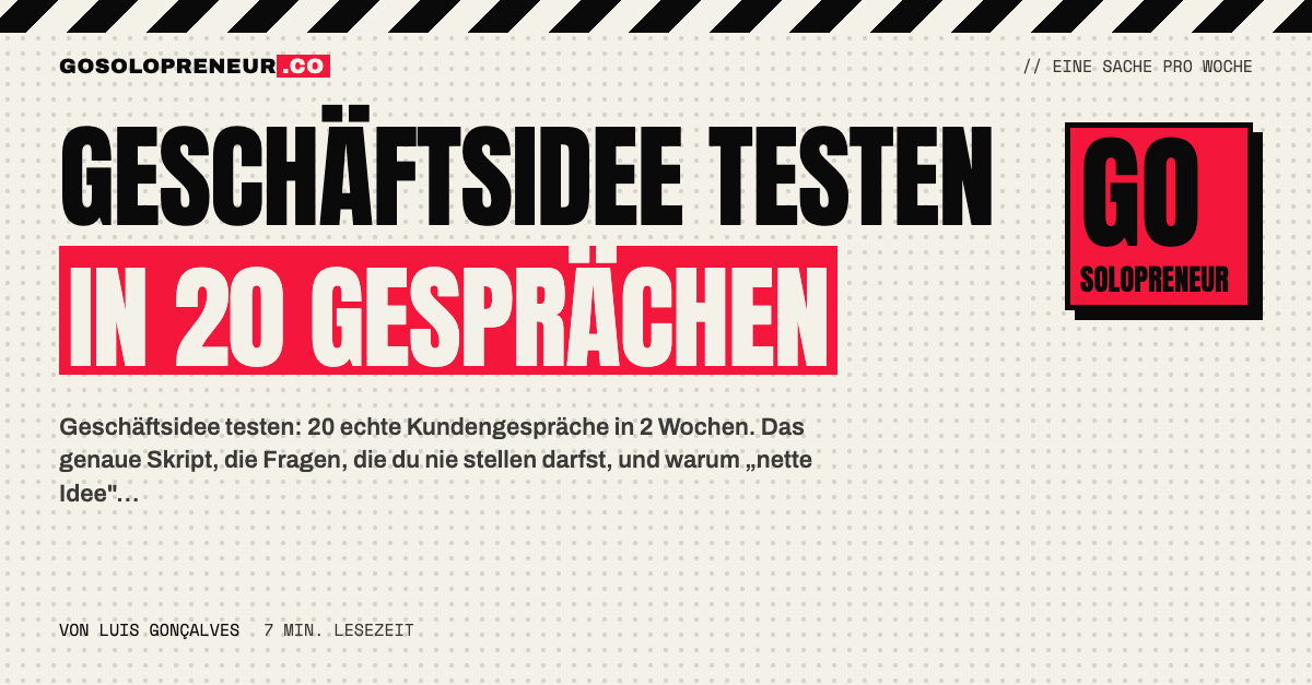 Geschäftsidee testen: 20 Kundengespräche in 2 Wochen als Sprint