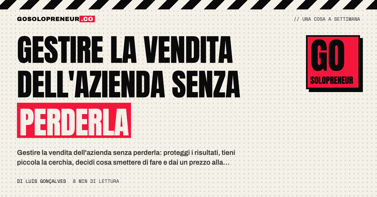 Fondatore che fa due lavori insieme, azienda e vendita: gestire la vendita dell'azienda