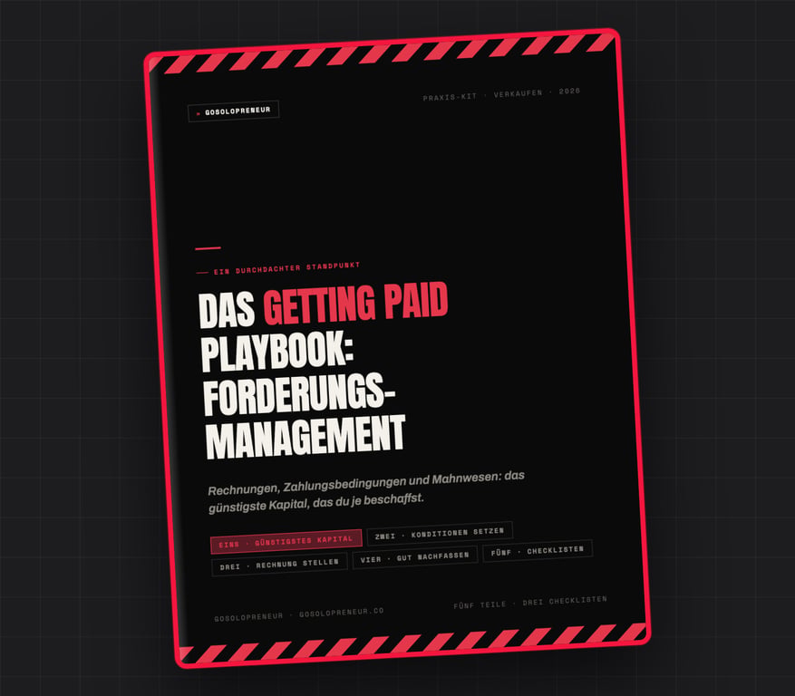 Das Getting Paid Playbook: Forderungsmanagement für Selbstständige, Cover des kostenlosen Leitfadens