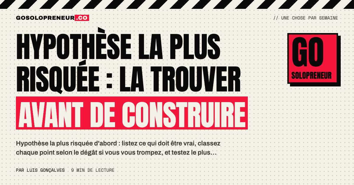 Une liste d'hypothèses classées par dégât, avec en haut l'hypothèse la plus risquée à tester en premier