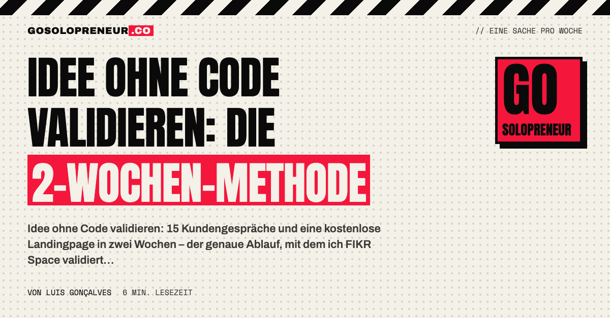 Idee ohne Code validieren: Die 2-Wochen-Methode – Titelbild