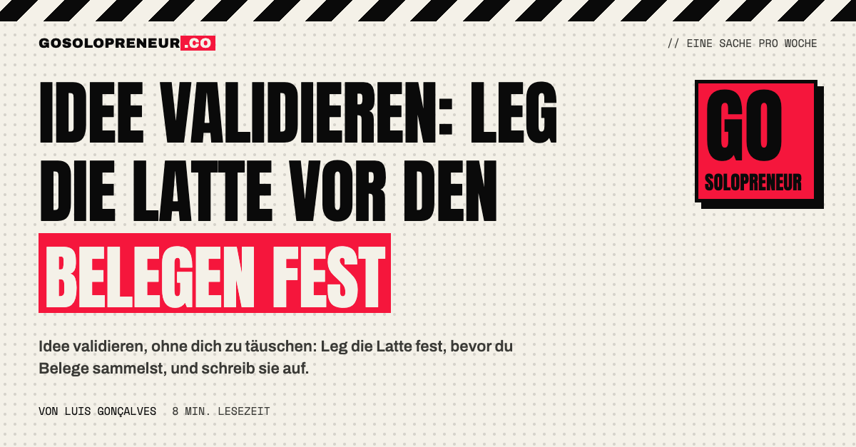 Notizblock mit einer Latte als Strich und einem Häkchen: Idee validieren