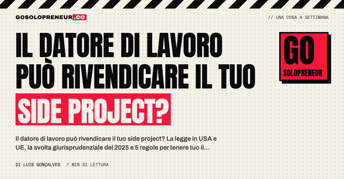 Il datore di lavoro può rivendicare il tuo side project? La legge nel 2026 tra USA e UE