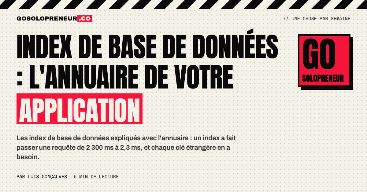 Index de base de données : un annuaire trié qui accélère une requête d'un facteur mille