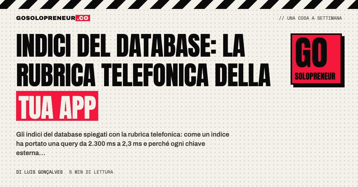 Copertina: indici del database, la rubrica telefonica della tua app