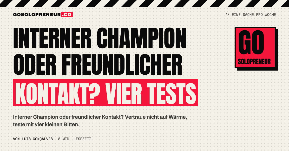 Interner Champion oder freundlicher Kontakt: vier Bitten als Test