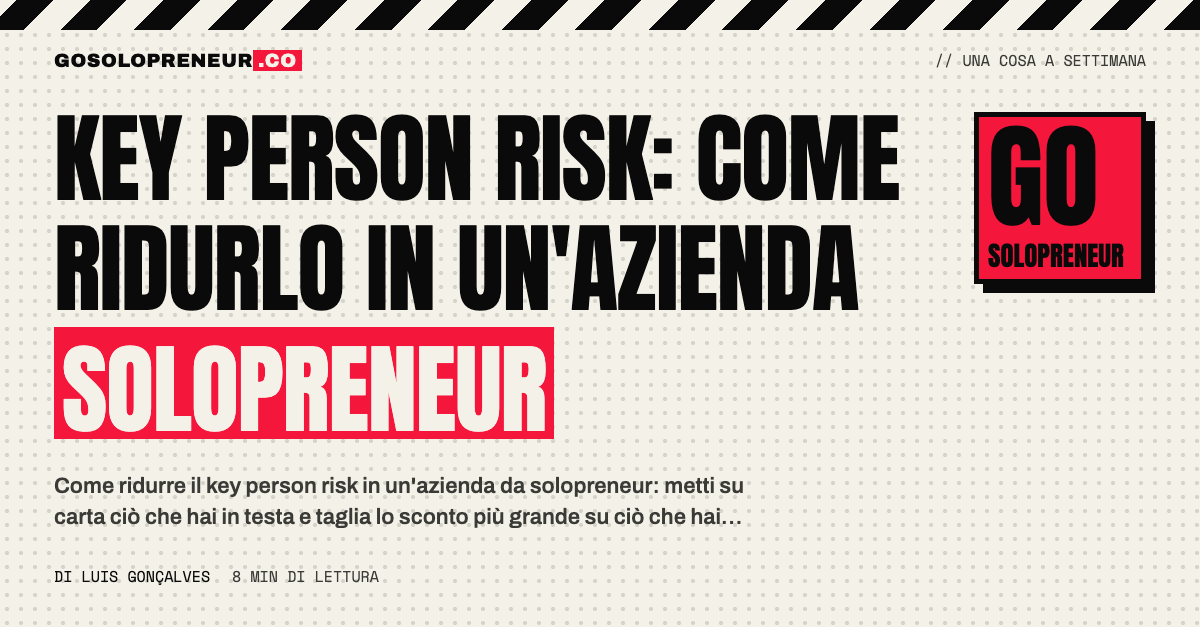 Fondatore solo al centro di un'azienda, unico punto di rottura: key person risk