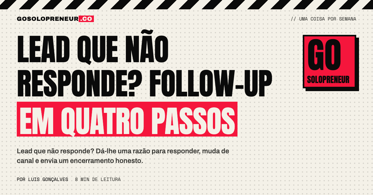 Solopreneur a escrever um follow-up a um lead que não responde
