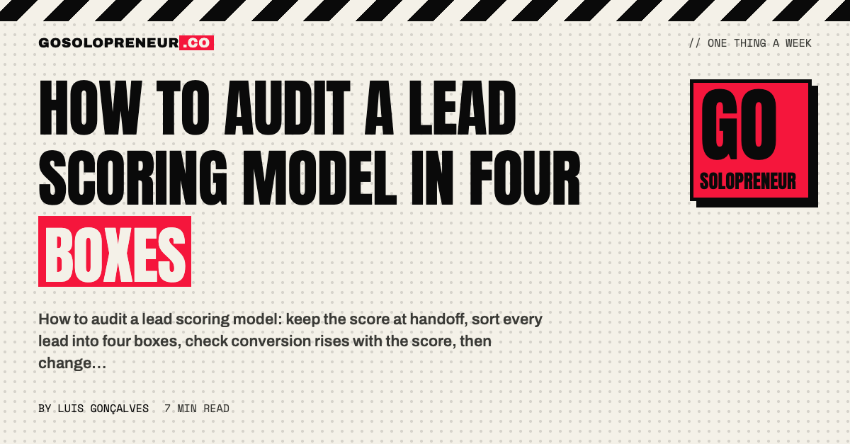 How to Audit a Lead Scoring Model in Four Boxes