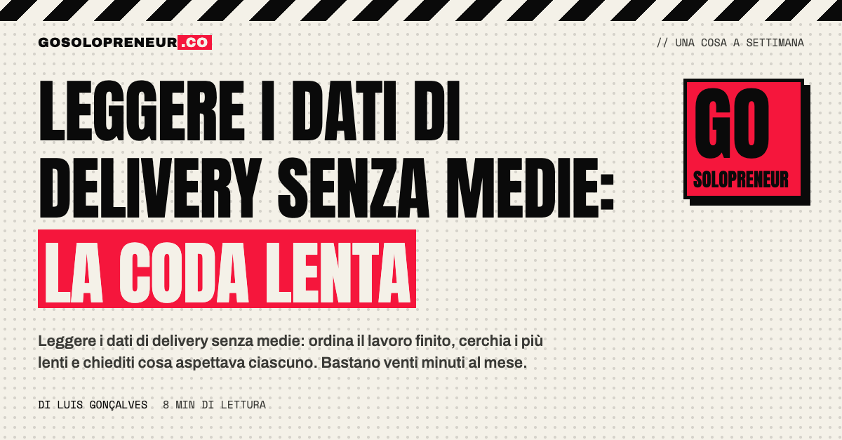 Leggere i dati di delivery senza medie: il lavoro ordinato dal più veloce al più lento, con la coda lenta evidenziata