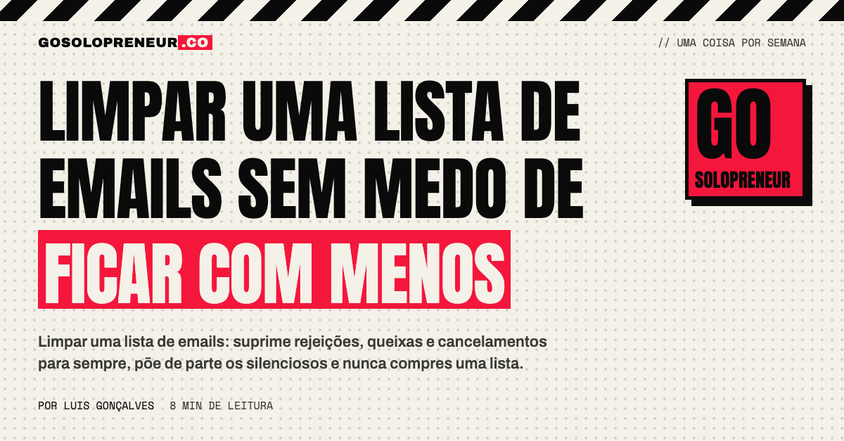 Lista de contactos com os endereços inativos a serem removidos e os ativos destacados