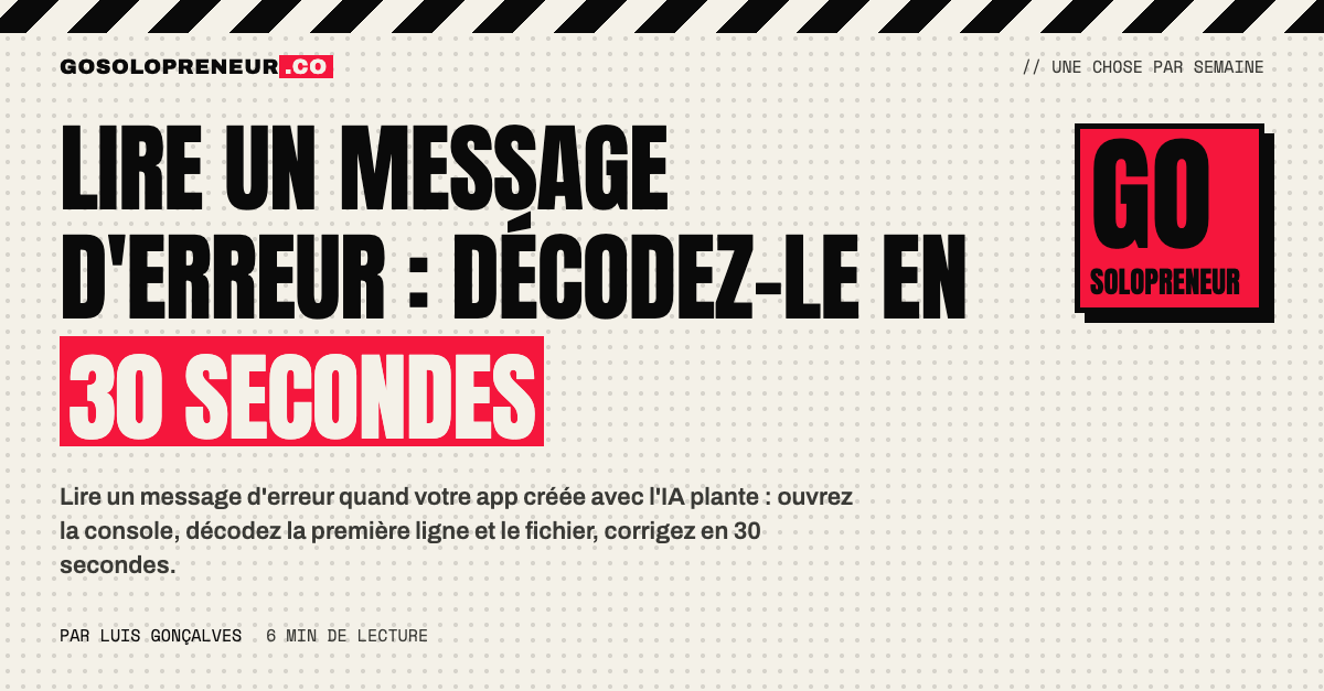 Lire un message d'erreur : la console du navigateur ouverte sur une erreur rouge à décoder
