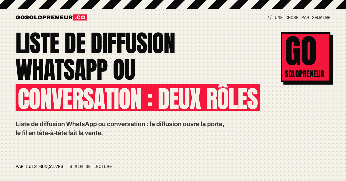 Liste de diffusion WhatsApp ou conversation : un solopreneur répond à un client en tête-à-tête