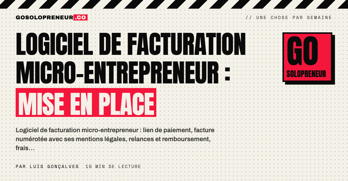 Logiciel de facturation micro-entrepreneur : une facture numérotée et un lien de paiement