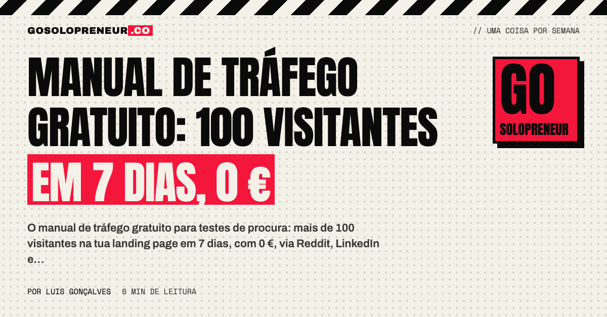 Manual de tráfego gratuito: 100 visitantes em 7 dias, 0 €