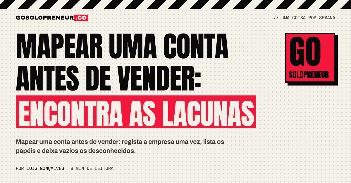 Mapear uma conta antes de vender: encontra as lacunas