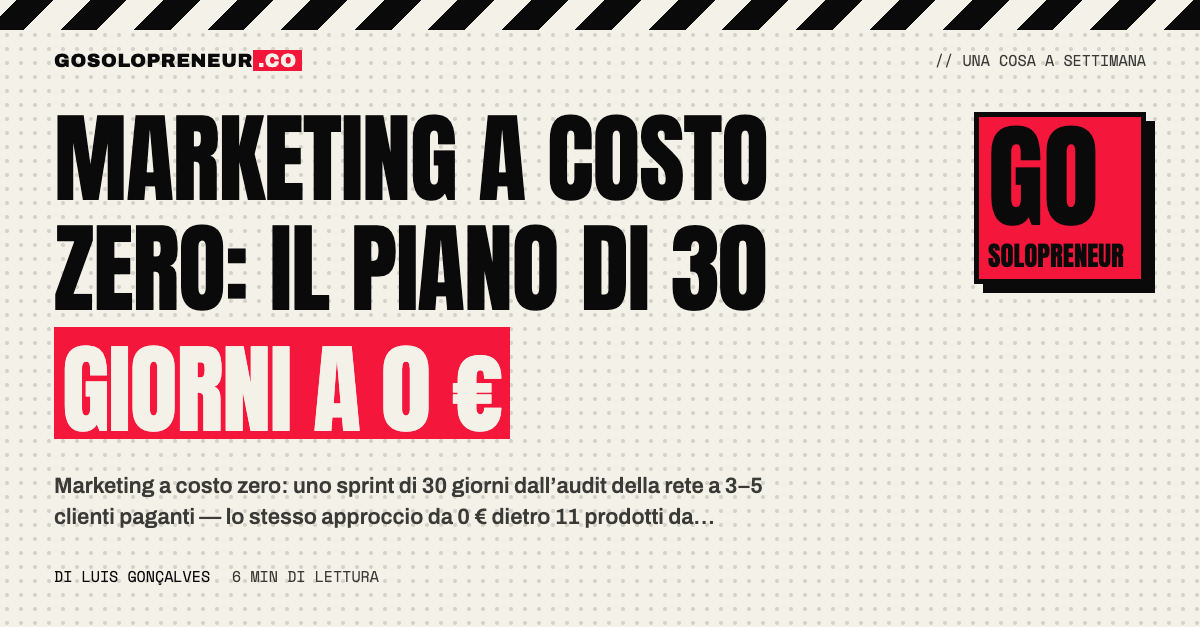 Marketing a costo zero: il piano di 30 giorni per ottenere i primi clienti