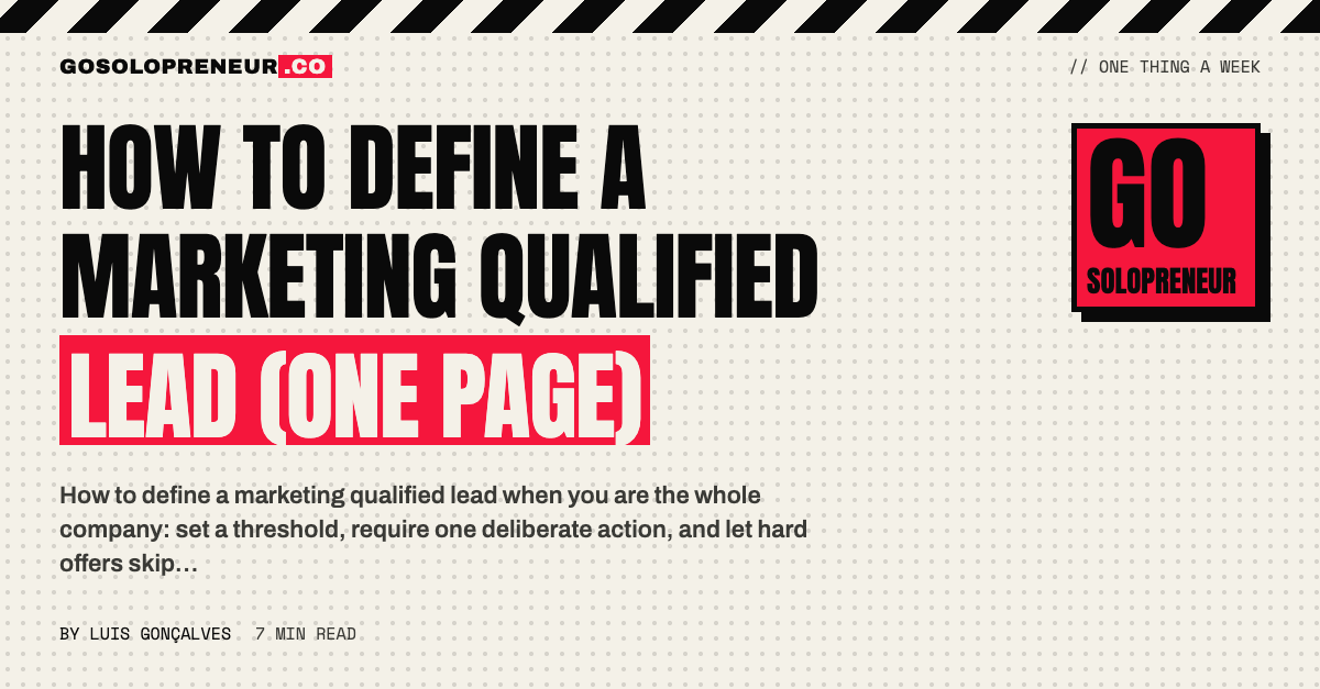 How to Define a Marketing Qualified Lead (One Page)