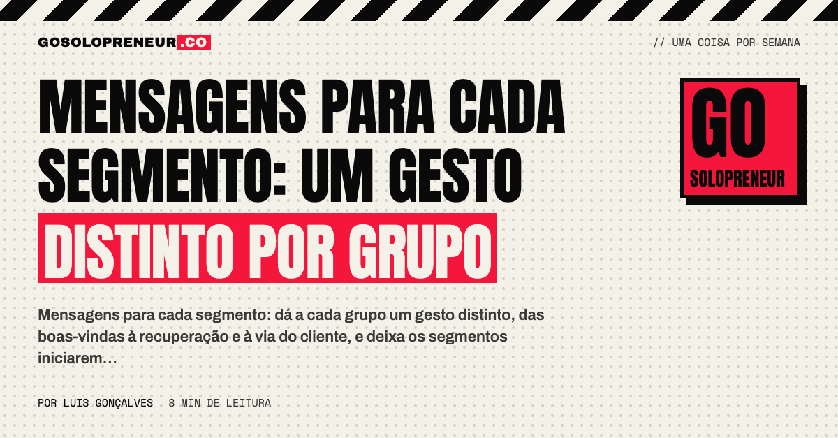 Cinco grupos de contactos, cada um a receber uma mensagem diferente