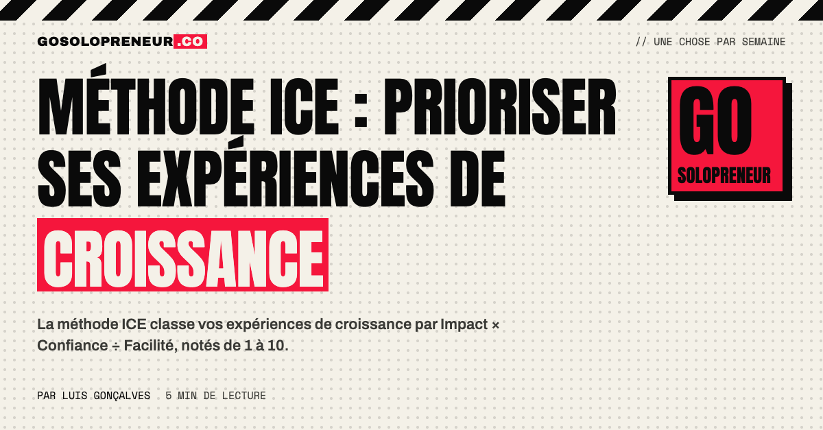 Méthode ICE : prioriser ses expériences de croissance par Impact, Confiance et Facilité