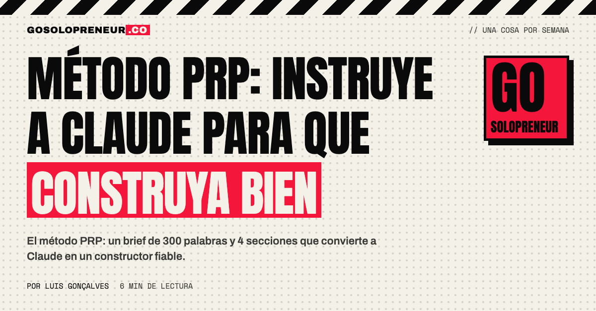 Método PRP: un brief con cuatro secciones para que Claude construya lo correcto