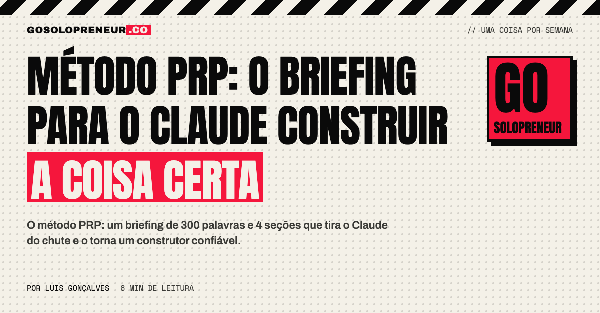 Método PRP: o briefing para o Claude construir a coisa certa
