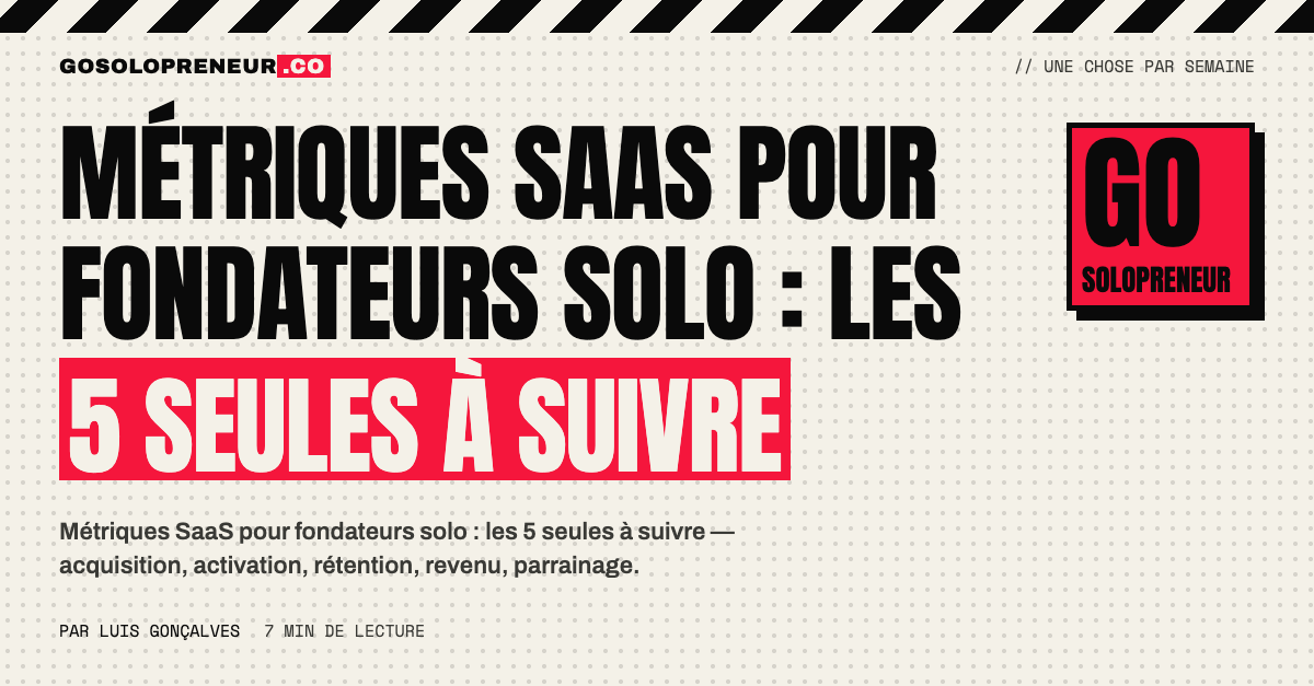 Métriques SaaS pour fondateurs solo : un tableau de bord avec les 5 seules métriques à suivre