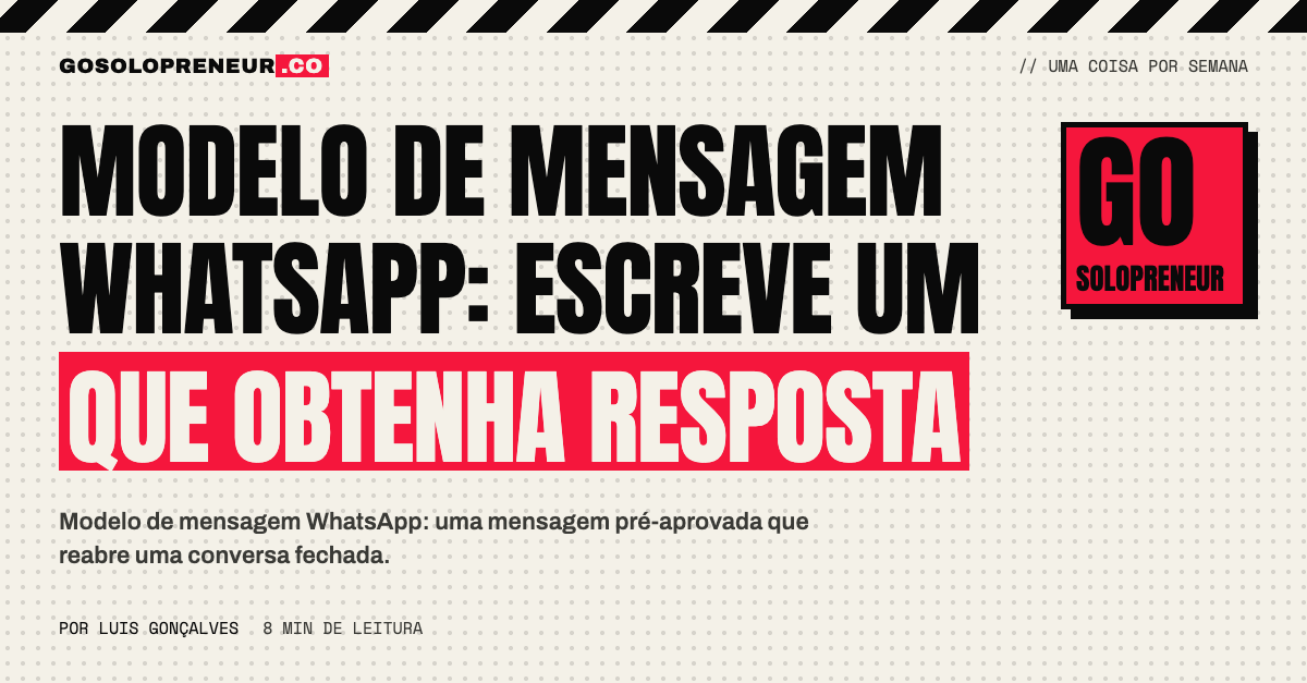 Telemóvel a mostrar um modelo de mensagem WhatsApp que convida a responder