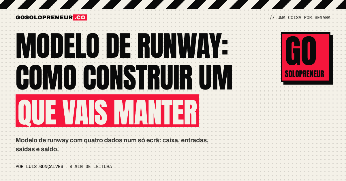 Folha de cálculo com quatro linhas: caixa, entradas, saídas e saldo