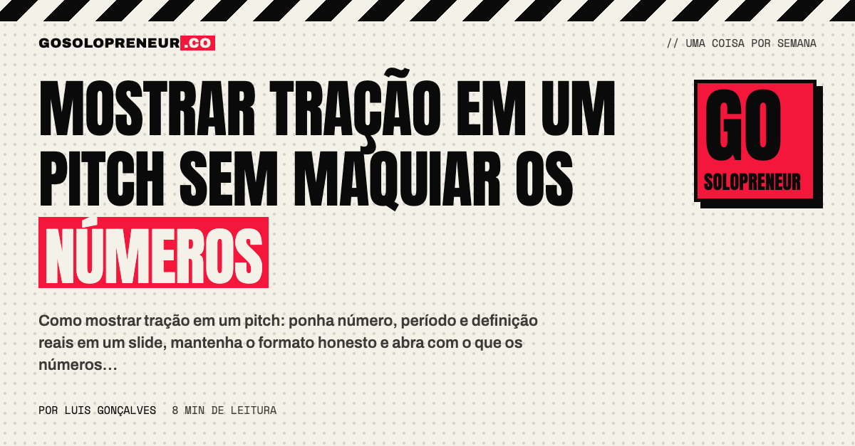 Mostrar tração em um pitch: o slide com número, período e definição